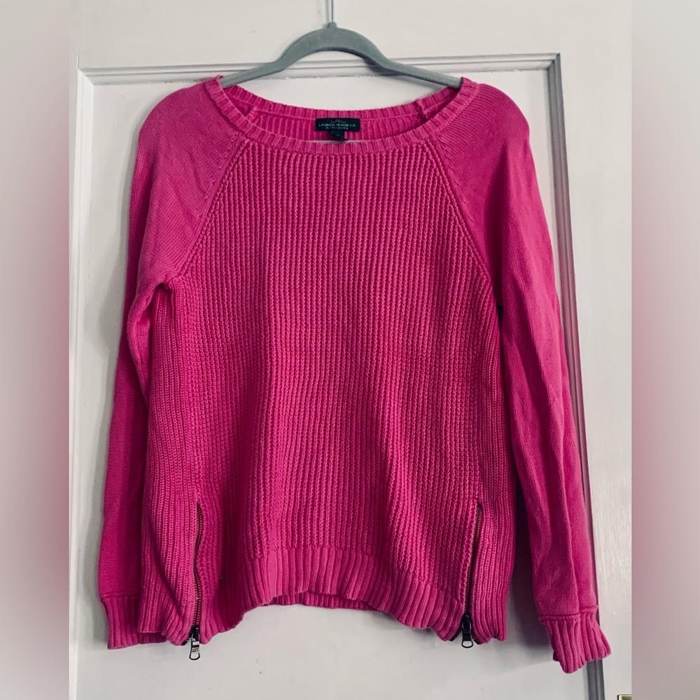 Lauren Jeans Co Lauren Ralph Lauren Womens Chunky Knit Sweater Zip Side Med Y2K